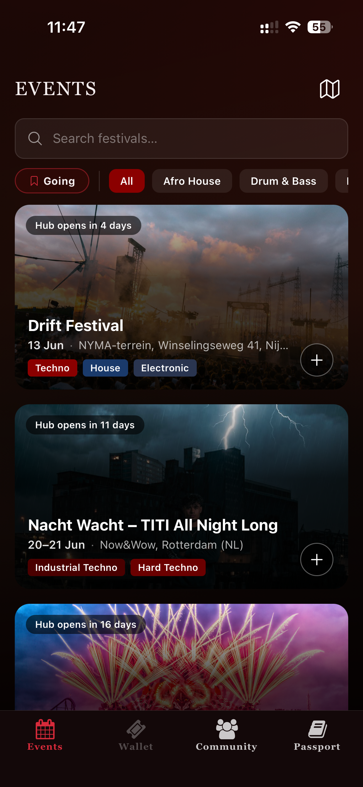 Festival planner in the app